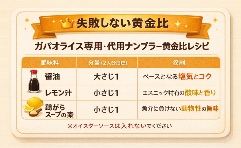 ガパオライス専用・代用ナンプラー黄金比レシピ