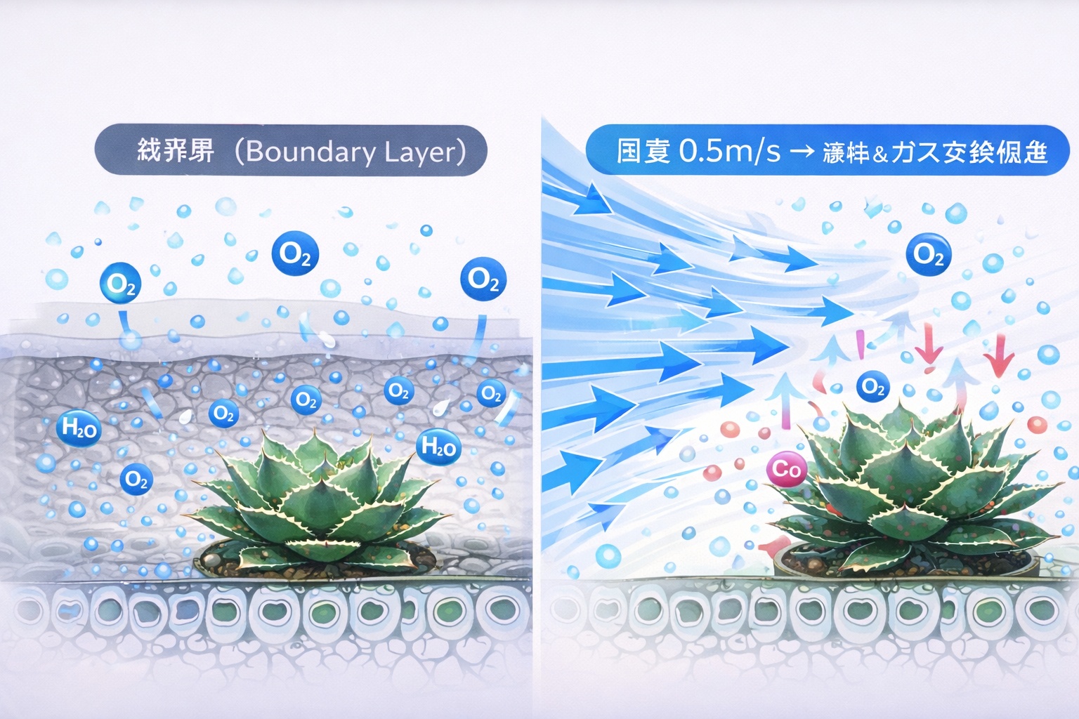 デジタルスケールでアガベの鉢重量を計測し、水やりのタイミングを数値管理する様子。