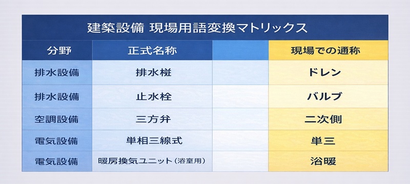 現場用語変換マトリックス