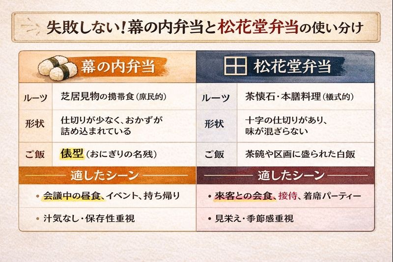 失敗しない！幕の内弁当と松花堂弁当の使い分け