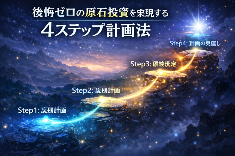 ガチャ情報の信頼度を示すピラミッド図。頂点に信頼度10%の噂、土台に信頼度100%の公式生放送が配置され、公式情報（確定情報）をベースに判断すべきことを示している。