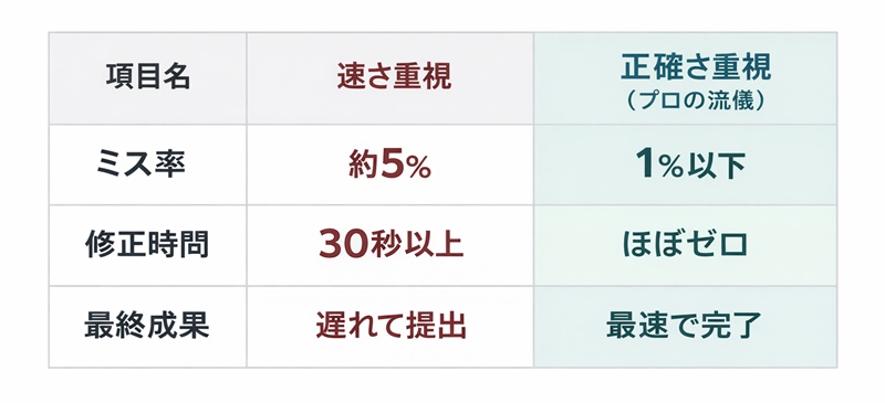 「速さ重視」vs「正確さ重視」の生産性比較